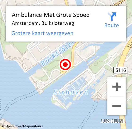 Locatie op kaart van de 112 melding: Ambulance Met Grote Spoed Naar Amsterdam, Buiksloterweg op 15 juni 2021 09:56