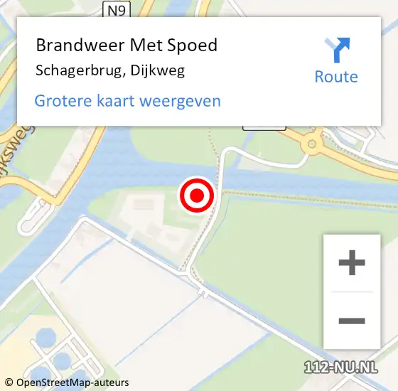 Locatie op kaart van de 112 melding: Brandweer Met Spoed Naar Schagerbrug, Dijkweg op 15 juni 2021 10:02