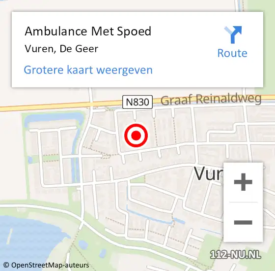 Locatie op kaart van de 112 melding: Ambulance Met Spoed Naar Vuren, De Geer op 15 juni 2021 10:05