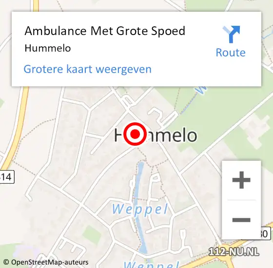 Locatie op kaart van de 112 melding: Ambulance Met Grote Spoed Naar Hummelo op 15 juni 2021 10:24