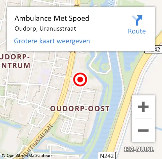 Locatie op kaart van de 112 melding: Ambulance Met Spoed Naar Oudorp, Uranusstraat op 15 juni 2021 11:09