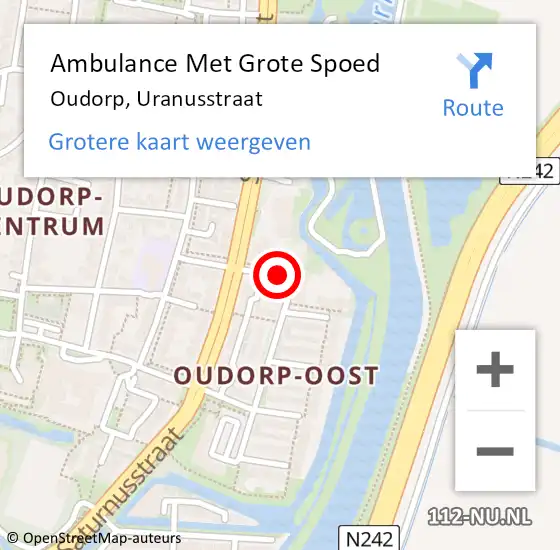 Locatie op kaart van de 112 melding: Ambulance Met Grote Spoed Naar Oudorp, Uranusstraat op 15 juni 2021 11:11