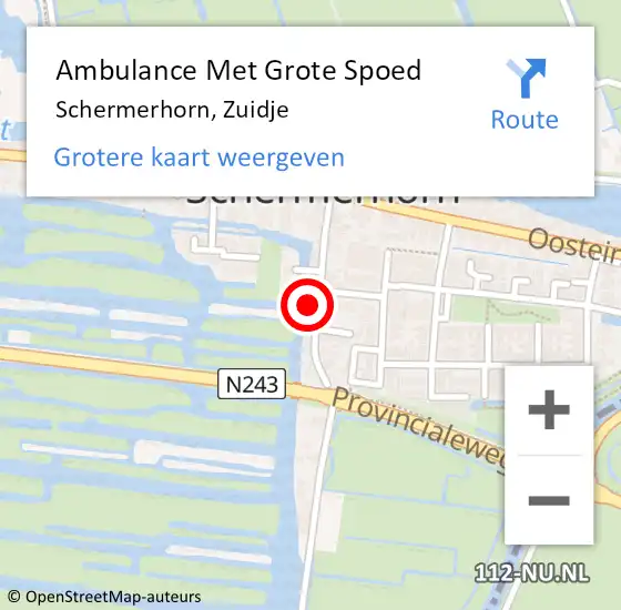 Locatie op kaart van de 112 melding: Ambulance Met Grote Spoed Naar Schermerhorn, Zuidje op 15 juni 2021 11:24