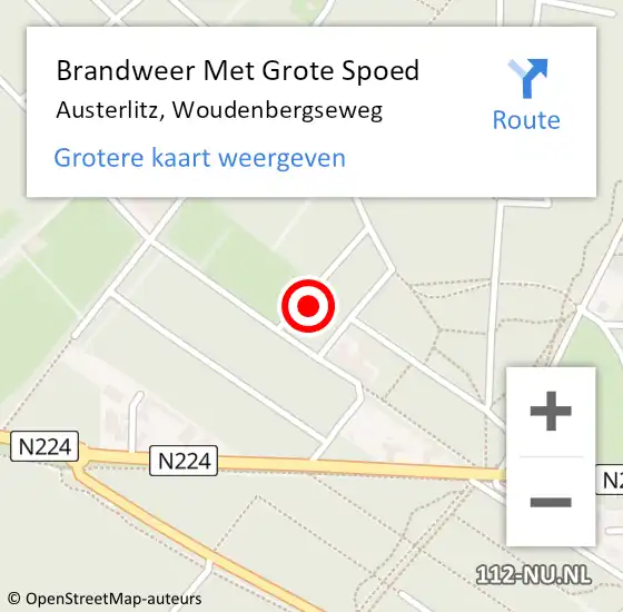 Locatie op kaart van de 112 melding: Brandweer Met Grote Spoed Naar Austerlitz, Woudenbergseweg op 15 juni 2021 11:32