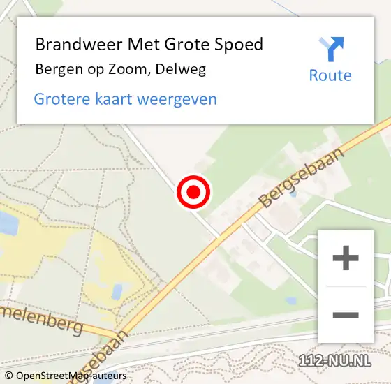 Locatie op kaart van de 112 melding: Brandweer Met Grote Spoed Naar Bergen op Zoom, Delweg op 15 juni 2021 11:47