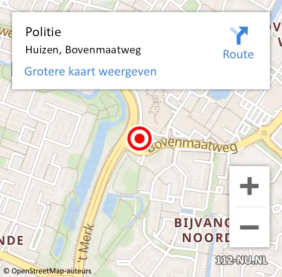 Locatie op kaart van de 112 melding: Politie Huizen, Bovenmaatweg op 15 juni 2021 11:53