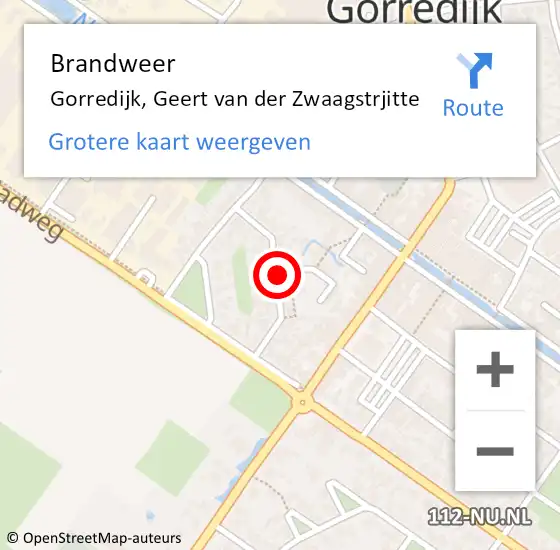 Locatie op kaart van de 112 melding: Brandweer Gorredijk, Geert van der Zwaagstrjitte op 15 juni 2021 12:04