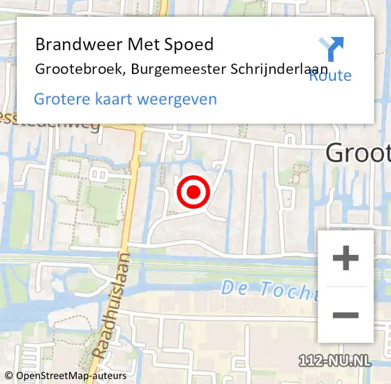 Locatie op kaart van de 112 melding: Brandweer Met Spoed Naar Grootebroek, Burg Schrijnderln op 13 juni 2014 11:43