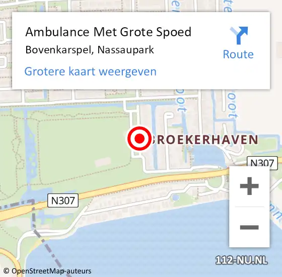 Locatie op kaart van de 112 melding: Ambulance Met Grote Spoed Naar Bovenkarspel, Nassaupark op 15 juni 2021 12:15