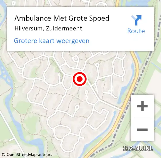 Locatie op kaart van de 112 melding: Ambulance Met Grote Spoed Naar Hilversum, Zuidermeent op 13 juni 2014 11:45