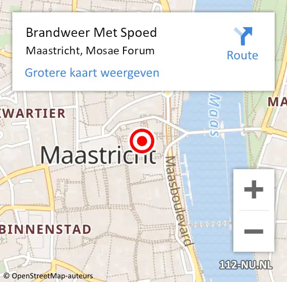 Locatie op kaart van de 112 melding: Brandweer Met Spoed Naar Maastricht, Mosae Forum op 15 juni 2021 12:39