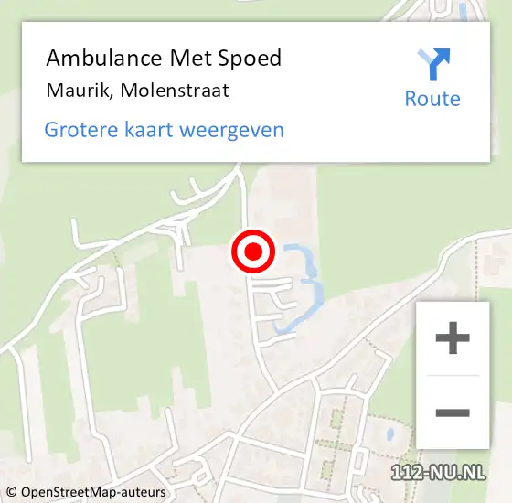 Locatie op kaart van de 112 melding: Ambulance Met Spoed Naar Maurik, Molenstraat op 13 juni 2014 11:50