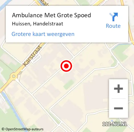 Locatie op kaart van de 112 melding: Ambulance Met Grote Spoed Naar Huissen, Handelstraat op 15 juni 2021 13:05