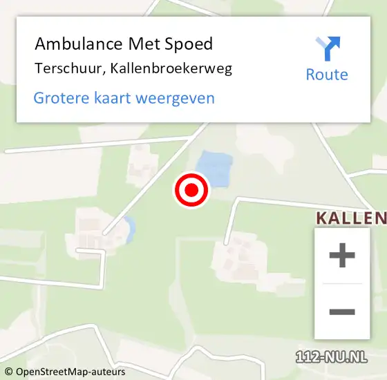 Locatie op kaart van de 112 melding: Ambulance Met Spoed Naar Terschuur, Kallenbroekerweg op 15 juni 2021 13:10