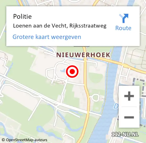 Locatie op kaart van de 112 melding: Politie Loenen aan de Vecht, Rijksstraatweg op 15 juni 2021 13:23