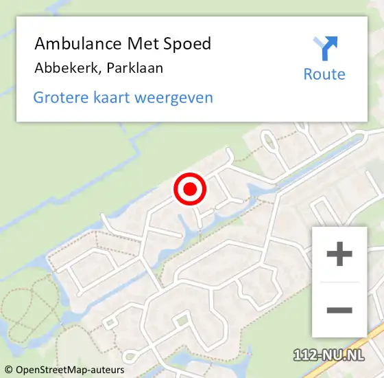 Locatie op kaart van de 112 melding: Ambulance Met Spoed Naar Abbekerk, Parklaan op 15 juni 2021 13:36