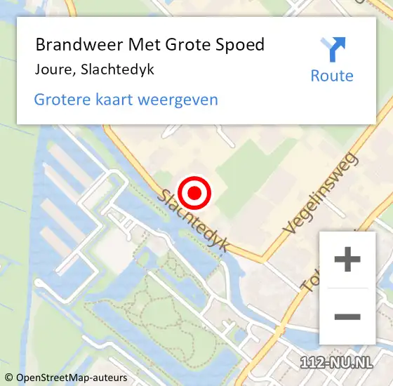 Locatie op kaart van de 112 melding: Brandweer Met Grote Spoed Naar Joure, Slachtedyk op 15 juni 2021 13:38