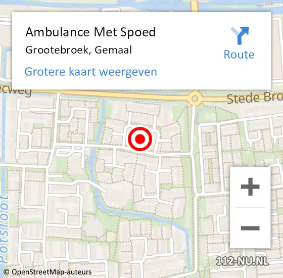 Locatie op kaart van de 112 melding: Ambulance Met Spoed Naar Grootebroek, Gemaal op 15 juni 2021 13:48