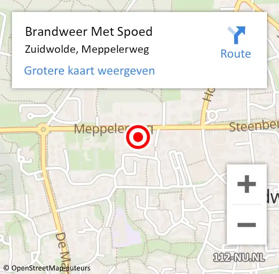 Locatie op kaart van de 112 melding: Brandweer Met Spoed Naar Zuidwolde, Meppelerweg op 15 juni 2021 13:51