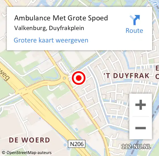 Locatie op kaart van de 112 melding: Ambulance Met Grote Spoed Naar Valkenburg, Duyfrakplein op 15 juni 2021 14:01