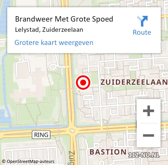 Locatie op kaart van de 112 melding: Brandweer Met Grote Spoed Naar Lelystad, Zuiderzeelaan op 15 juni 2021 14:16