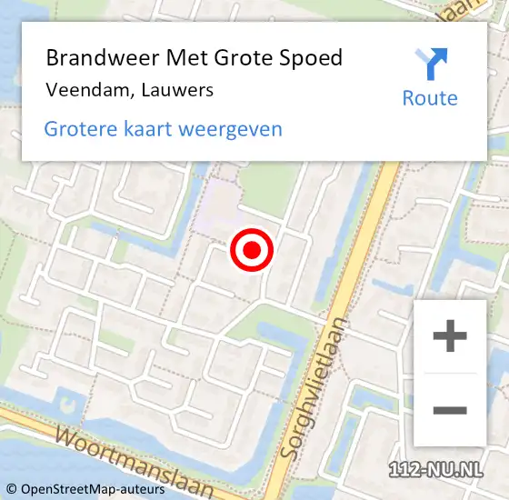 Locatie op kaart van de 112 melding: Brandweer Met Grote Spoed Naar Veendam, Lauwers op 15 juni 2021 14:22