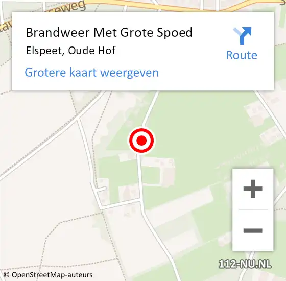 Locatie op kaart van de 112 melding: Brandweer Met Grote Spoed Naar Elspeet, Oude Hof op 15 juni 2021 14:39