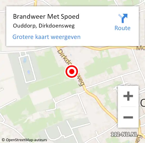 Locatie op kaart van de 112 melding: Brandweer Met Spoed Naar Ouddorp, Dirkdoensweg op 15 juni 2021 14:42