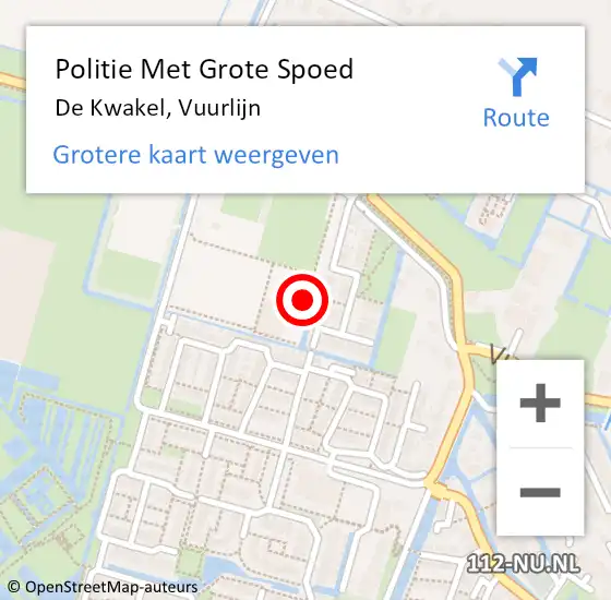 Locatie op kaart van de 112 melding: Politie Met Grote Spoed Naar De Kwakel, Vuurlijn op 15 juni 2021 14:44