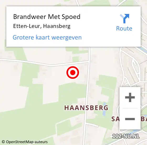 Locatie op kaart van de 112 melding: Brandweer Met Spoed Naar Etten-Leur, Haansberg op 15 juni 2021 14:47