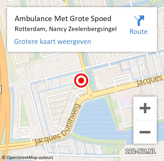 Locatie op kaart van de 112 melding: Ambulance Met Grote Spoed Naar Rotterdam, Nancy Zeelenbergsingel op 15 juni 2021 15:12