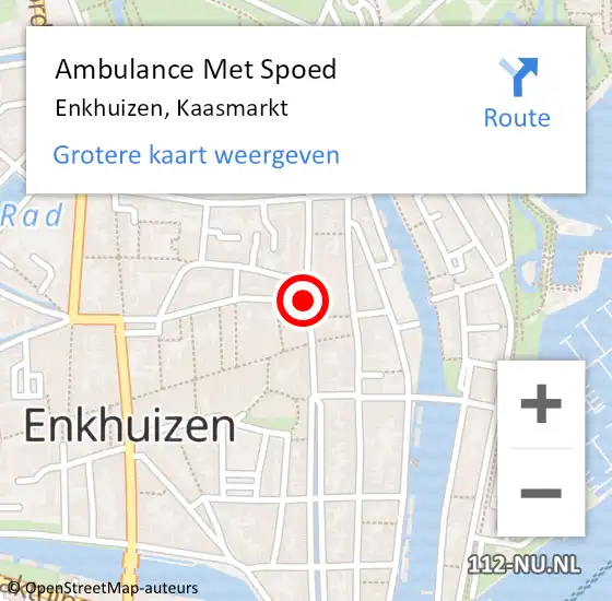 Locatie op kaart van de 112 melding: Ambulance Met Spoed Naar Enkhuizen, Kaasmarkt op 15 juni 2021 15:27