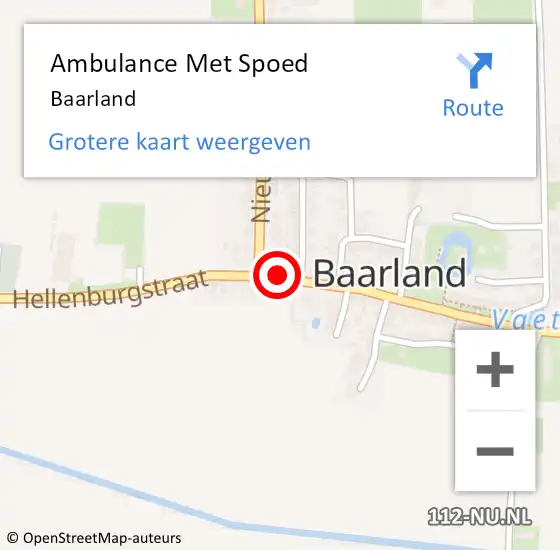 Locatie op kaart van de 112 melding: Ambulance Met Spoed Naar Baarland op 15 juni 2021 15:29