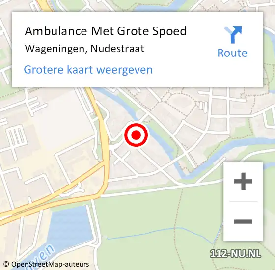 Locatie op kaart van de 112 melding: Ambulance Met Grote Spoed Naar Wageningen, Nudestraat op 15 juni 2021 15:54