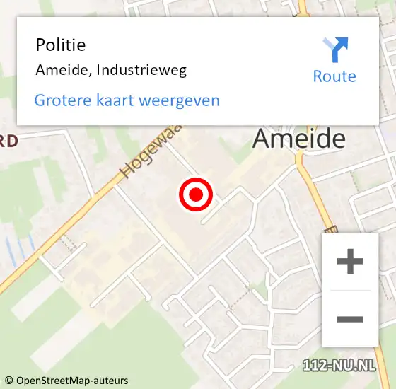 Locatie op kaart van de 112 melding: Politie Ameide, Industrieweg op 15 juni 2021 15:57