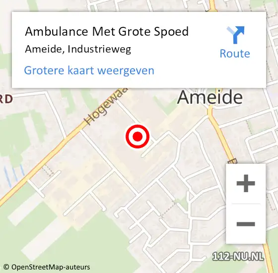 Locatie op kaart van de 112 melding: Ambulance Met Grote Spoed Naar Ameide, Industrieweg op 15 juni 2021 15:58