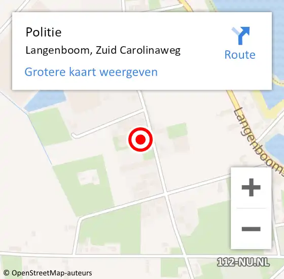 Locatie op kaart van de 112 melding: Politie Langenboom, Zuid Carolinaweg op 15 juni 2021 16:07