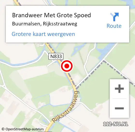 Locatie op kaart van de 112 melding: Brandweer Met Grote Spoed Naar Buurmalsen, Rijksstraatweg op 15 juni 2021 16:08