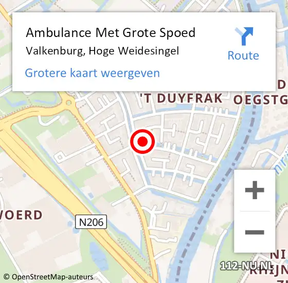 Locatie op kaart van de 112 melding: Ambulance Met Grote Spoed Naar Valkenburg, Hoge Weidesingel op 15 juni 2021 16:13