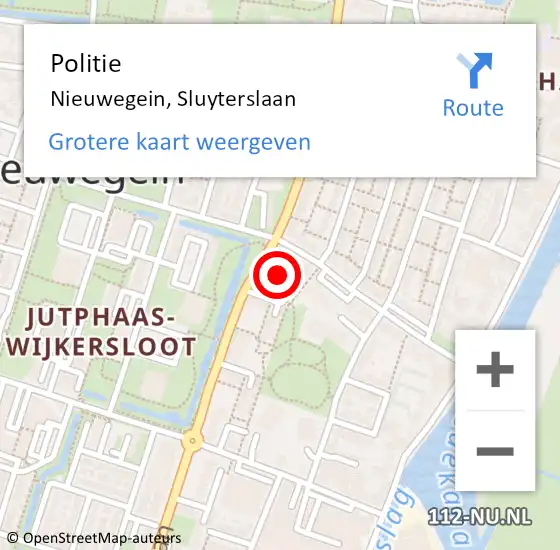 Locatie op kaart van de 112 melding: Politie Nieuwegein, Sluyterslaan op 15 juni 2021 16:21