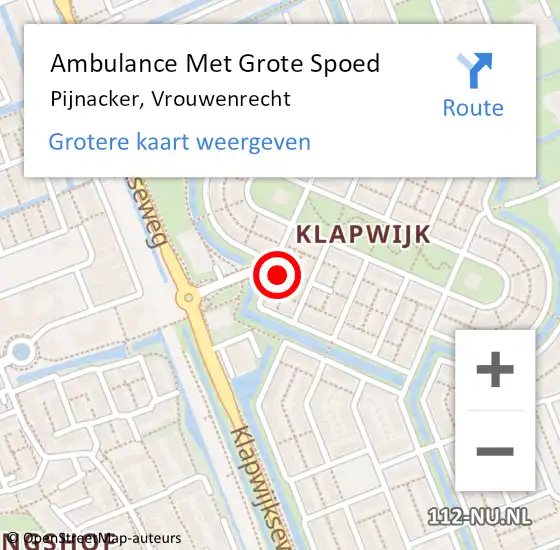 Locatie op kaart van de 112 melding: Ambulance Met Grote Spoed Naar Pijnacker, Vrouwenrecht op 15 juni 2021 16:27