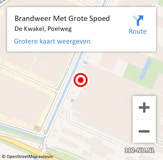 Locatie op kaart van de 112 melding: Brandweer Met Grote Spoed Naar De Kwakel, Poelweg op 15 juni 2021 16:32