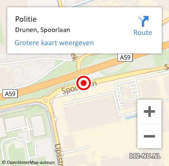 Locatie op kaart van de 112 melding: Politie Drunen, Spoorlaan op 15 juni 2021 16:32