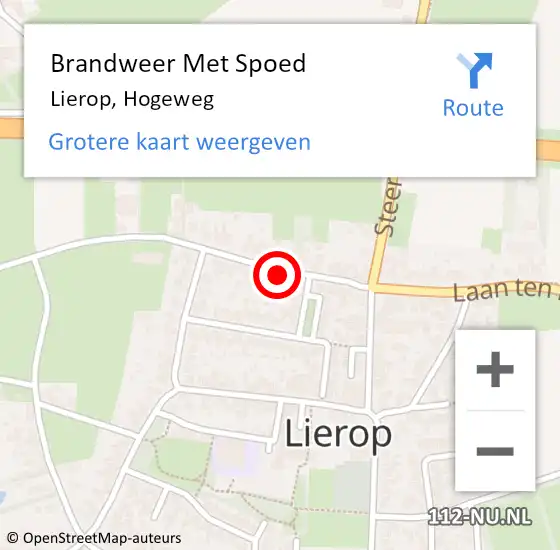 Locatie op kaart van de 112 melding: Brandweer Met Spoed Naar Lierop, Hogeweg op 15 juni 2021 16:34