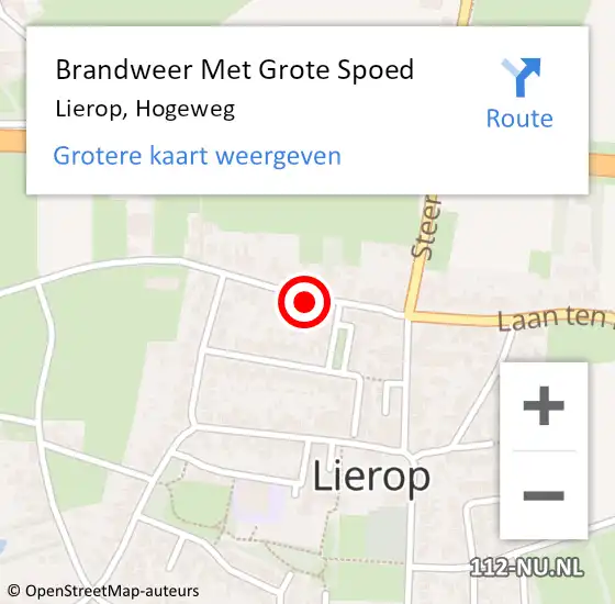 Locatie op kaart van de 112 melding: Brandweer Met Grote Spoed Naar Lierop, Hogeweg op 15 juni 2021 16:53