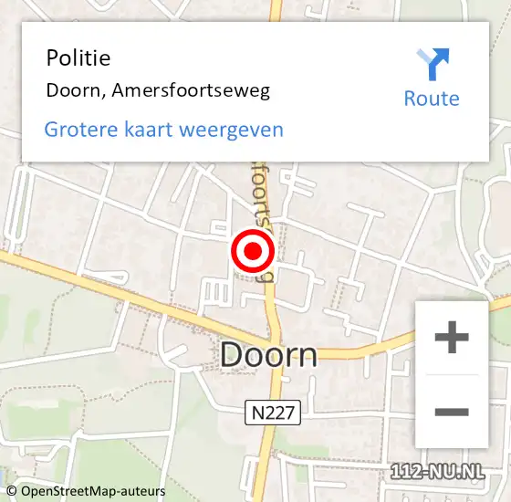 Locatie op kaart van de 112 melding: Politie Doorn, Amersfoortseweg op 15 juni 2021 17:00