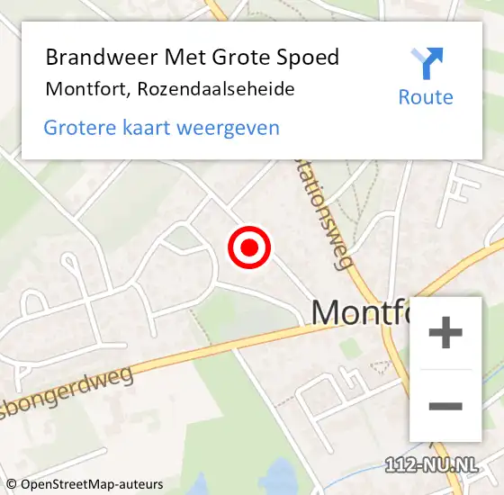 Locatie op kaart van de 112 melding: Brandweer Met Grote Spoed Naar Montfort, Rozendaalseheide op 15 juni 2021 17:28