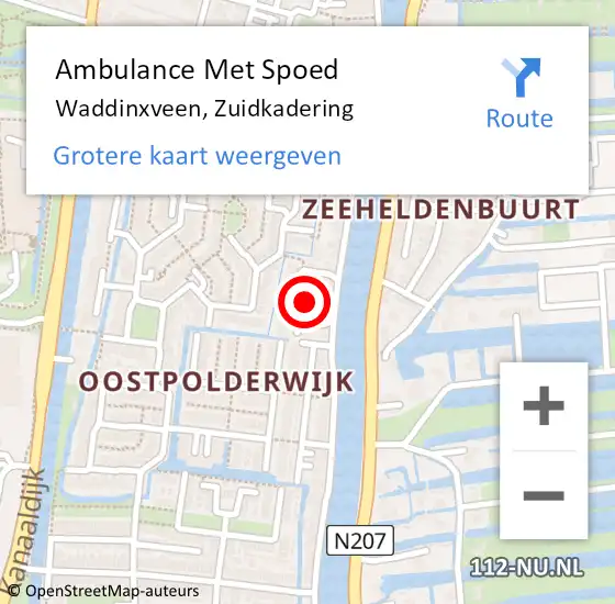 Locatie op kaart van de 112 melding: Ambulance Met Spoed Naar Waddinxveen, Zuidkadering op 15 juni 2021 17:41