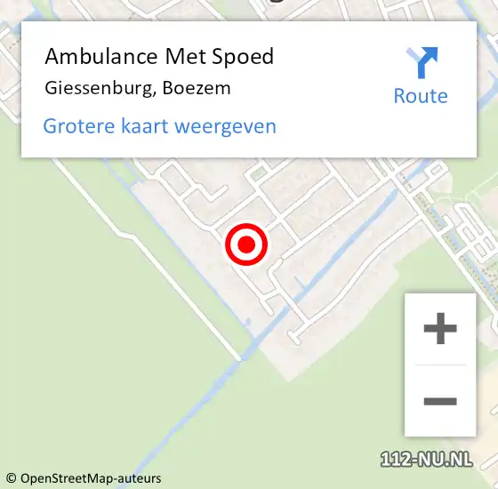 Locatie op kaart van de 112 melding: Ambulance Met Spoed Naar Giessenburg, Boezem op 15 juni 2021 17:42