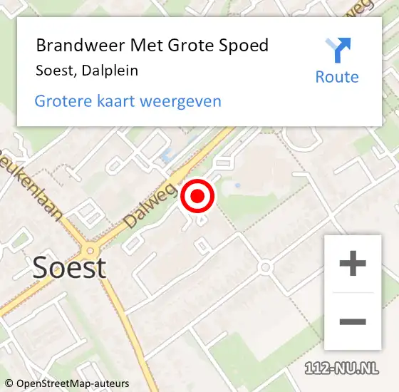 Locatie op kaart van de 112 melding: Brandweer Met Grote Spoed Naar Soest, Dalplein op 15 juni 2021 17:46